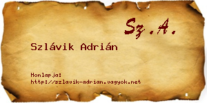 Szlávik Adrián névjegykártya